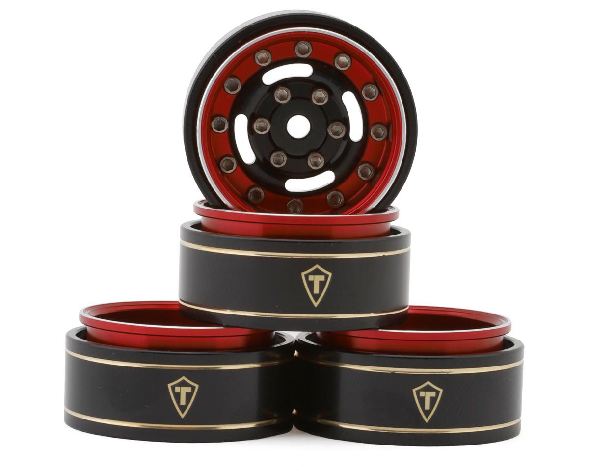 Treal Hobby Type F 1.0&quot; Deep Dish Beadlock Wheels (Red) (4) (22.7g) TLHTSCX24-239