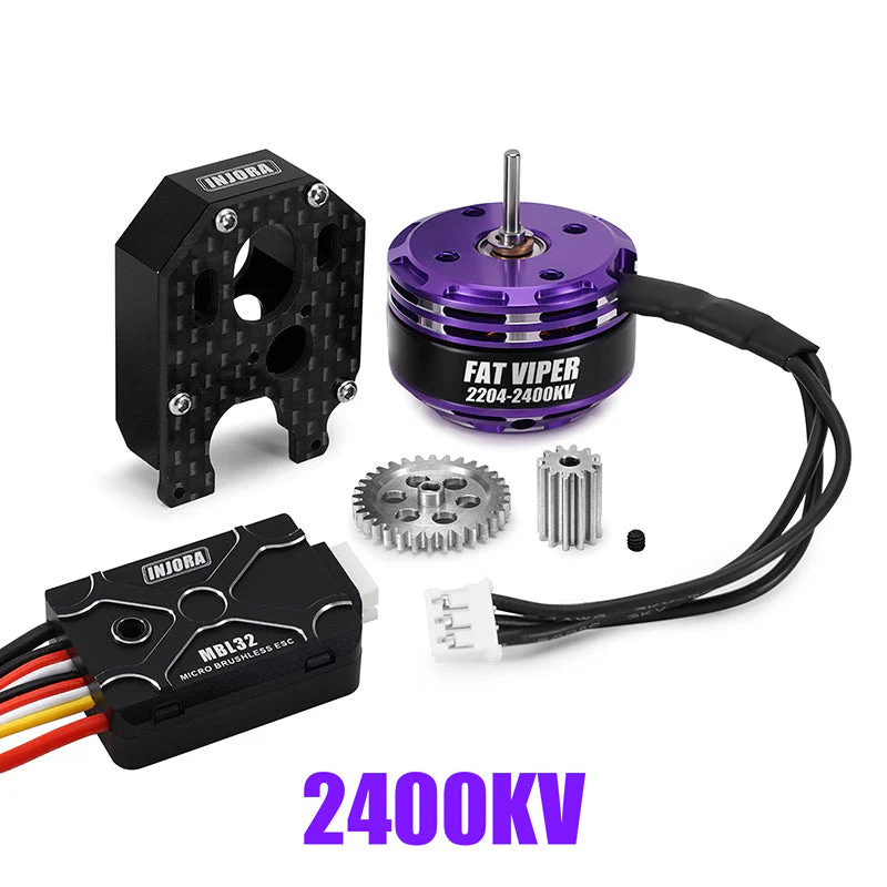 INJORA Fat Viper 2204 Brushless Outrunner Motor (2400kv) with Mount for 1/24 SCX24 MBL32-INM18-2400KV