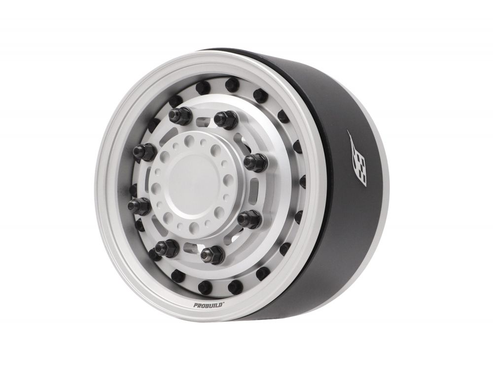 Boom Racing ProBuild™ 1.9&quot; COMBAT Adjustable Offset Aluminum Beadlock Wheels (2) Flat Silver BRPB076FSFS