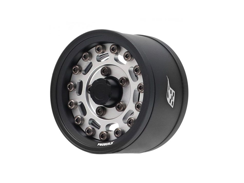 Boom Racing ProBuild™ 1.55&quot; MAG10 Adjustable Offset Aluminum Beadlock Wheels (2) Matte Black/Flat Silver BRPB155014MBKFS