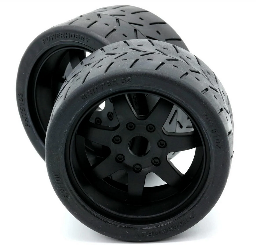 Powerhobby 1/8 Gripper 54/100 Belted Mounted Tires 17mm Black Wheels PHT5102