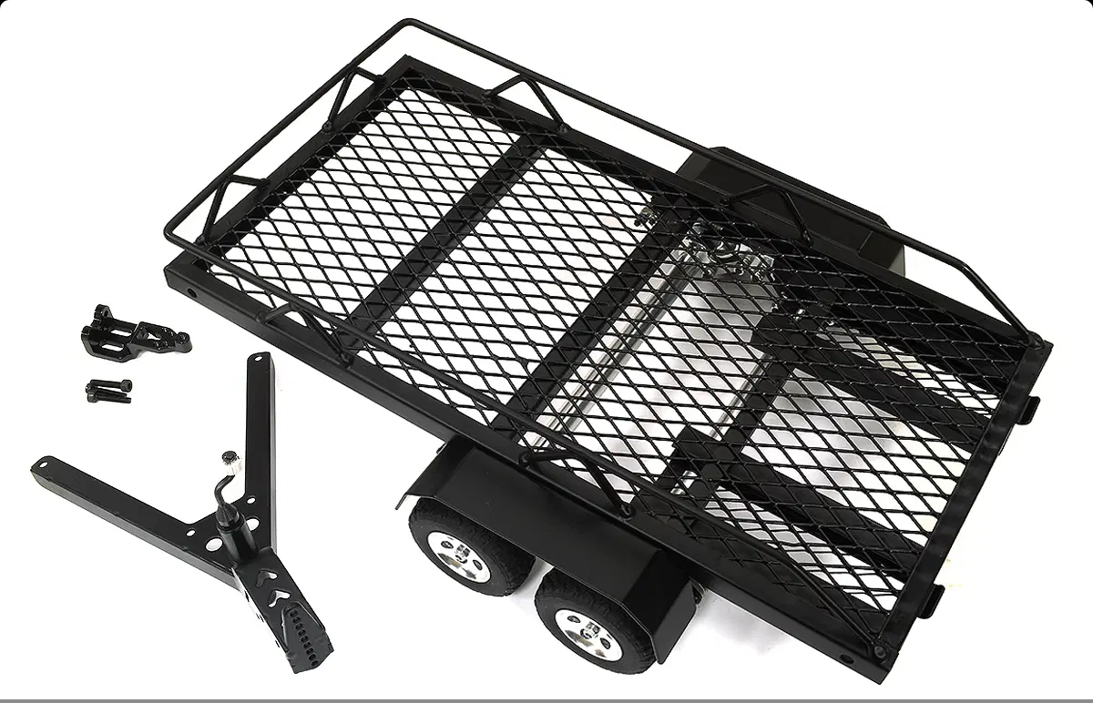 Integy Machined Alloy Flatbed Dual Axle Car Trailer Kit for 1/18 Scale RC 328x188x78mm C33781BLACK