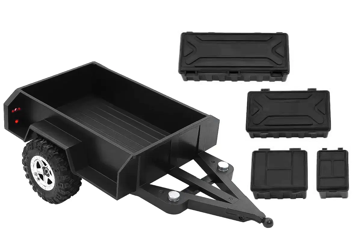Integy Plastic Mini Trailer Kit for 1/18-to-1/24 RC 215x124x67mm C33841BLACK
