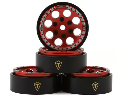 Treal Hobby 1.0&quot; 8-Hole Beadlock Wheels (Red) (4) (22g) TLHTSCX24-26