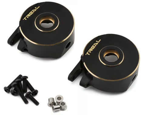 Treal Hobby Vanquish H10 Optic Brass Front Steering Knuckles (Black) (2) (150.4g) TLHVPH10-01