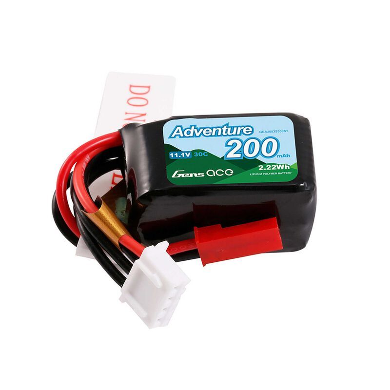 Gens Ace 11.1V 200mAh 3S 30C G-Tech LiPo Battery: JST GEA2003S30JST