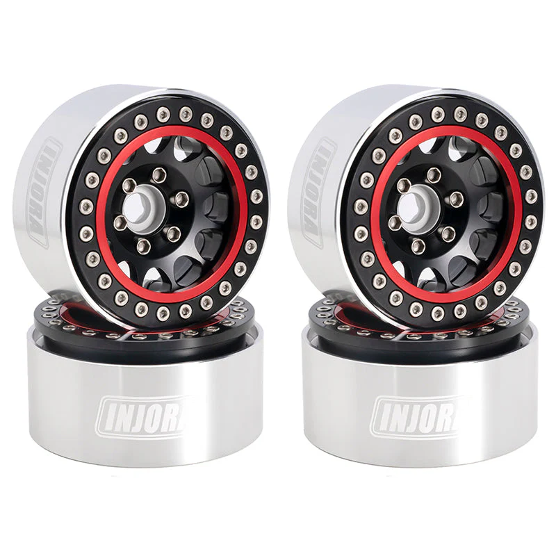 INJORA 4PCS 1.9&quot; Beadlock Wheel Rim Hub CNC Aluminum  YQW-01BR