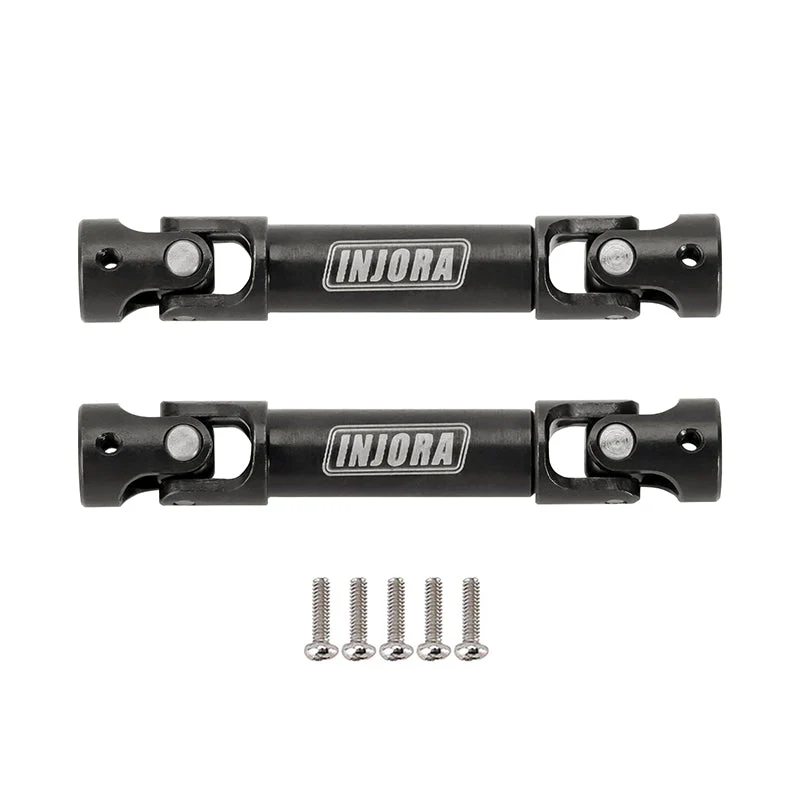 INJORA Black Hardened Steel Drive Shafts with D-shaped Holes for 1/24 FMS FCX24 FCX24-12BK