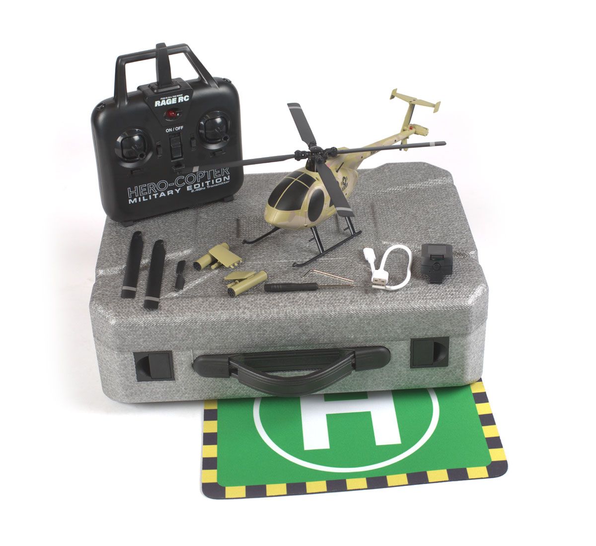 Rage R/C Hero-Copter Military, 4-Blade RTF Heli; Army RGR6100