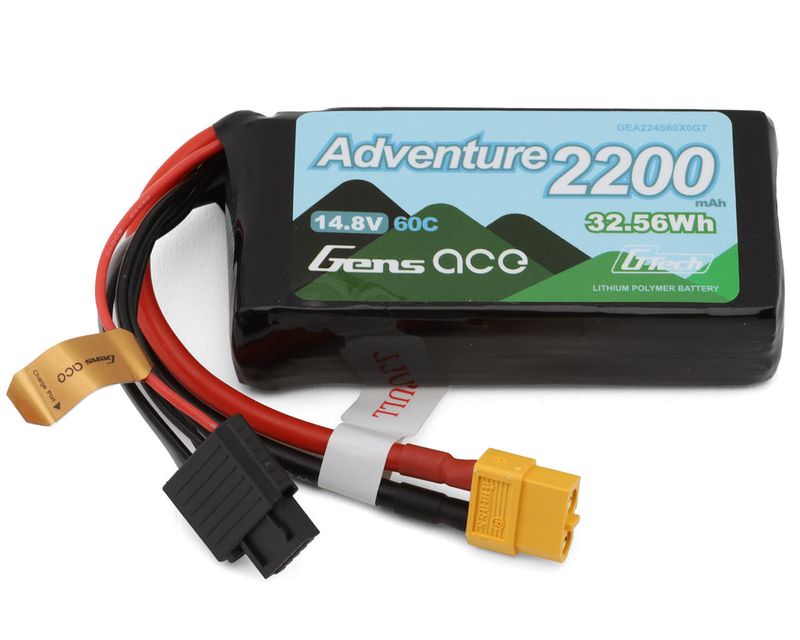 Gens Ace 4S 60C G-Tech Adventure LiPo Battery (14.8V/2200mAh) w/XT60 Connector GEA224S60X6GT