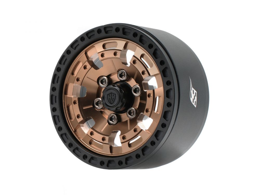 Boom Racing ProBuild™ 1.9&quot; XZ7 Adjustable Offset Aluminum Beadlock Wheels (2) Matte Black/Bronze BRPB086MBKBZ