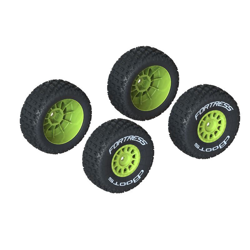 Arrma dBoots &#39;FORTRESS&#39; Glued Tire Set, Yellow (2 Pairs) ARA550115