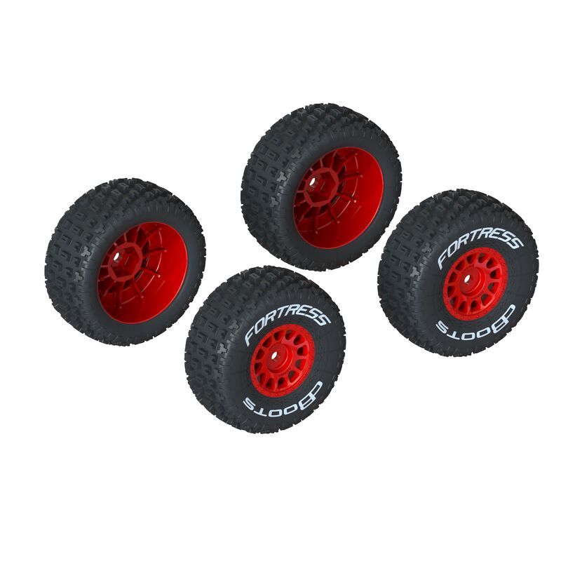 Arrma dBoots &#39;FORTRESS&#39; Glued Tire Set, Red (2 Pairs) ARA550116