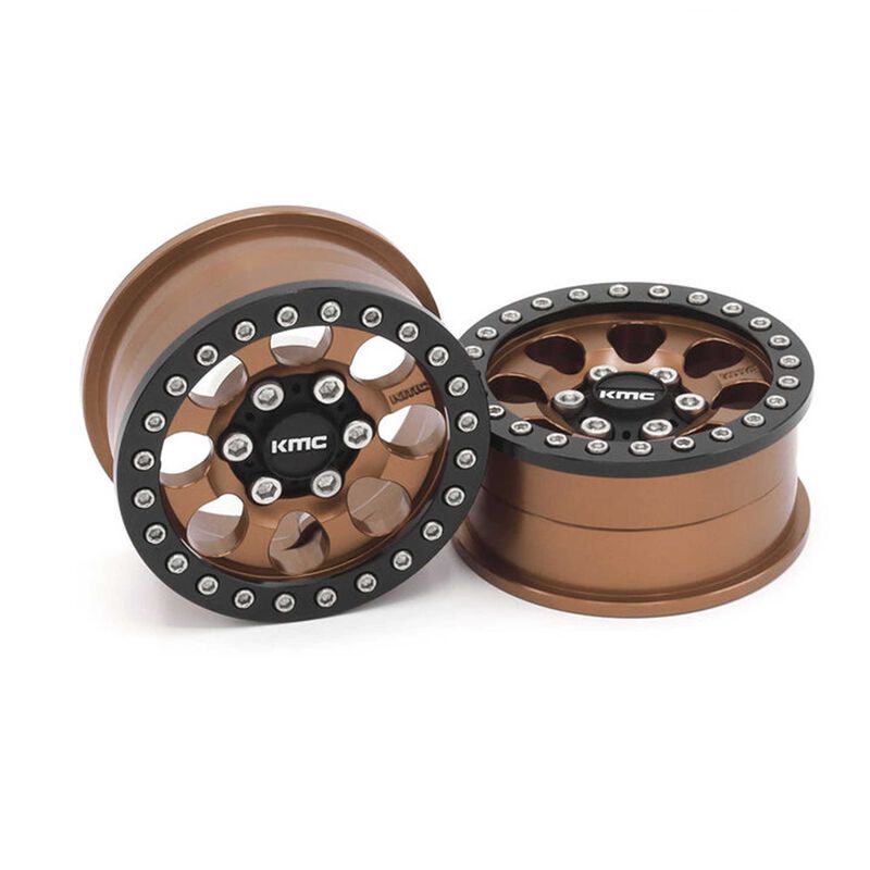 Vanquish KMC KM237 Riot Beadlock Front/Rear 1.9 Rock Crawler Wheels, Bronze VPS08136