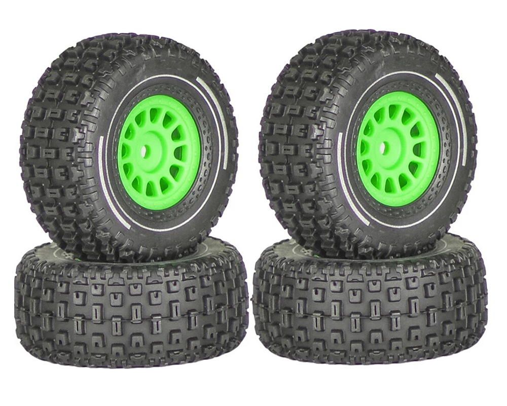 Integy Wheels &amp; Tires (4) Set for Arrma 1/16 Mojave Grom O.D.=65mm Hex:12mm C33983GREEN