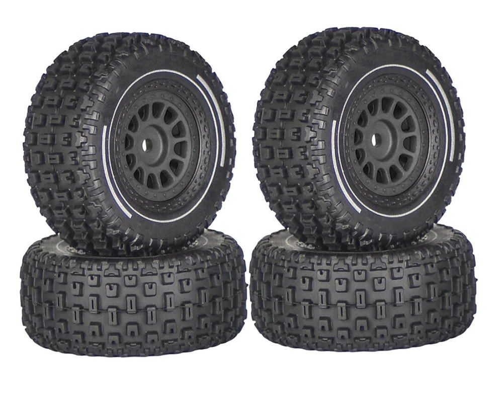 Integy Wheels &amp; Tires (4) Set for Arrma 1/16 Mojave Grom O.D.=65mm Hex:12mm C33983BLACK