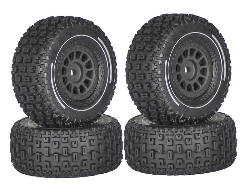 Integy Wheels &amp; Tires (4) Set for Arrma 1/16 Mojave Grom O.D.=65mm Hex:12mm C33983BLACK