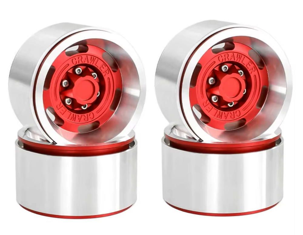 Integy Red Alloy 1.9 Beadlock Wheels (4) Set C33962RED