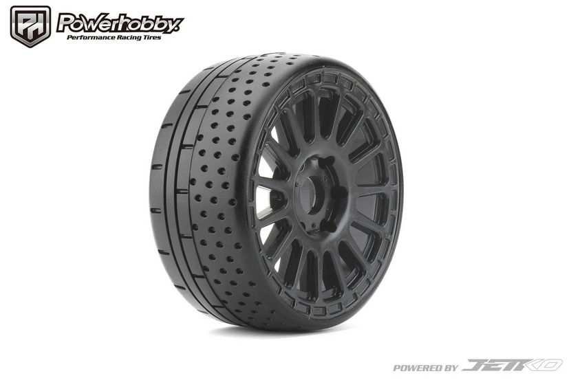 Powerhobby 1/8 GT Hot Dot Belted Mounted Tires 17mm Ultra Soft Compound Radial Wheels PHB1102RBUSGB