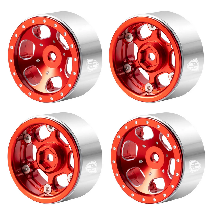 Powerhobby 1.3" Aluminum Beadlock Wheels Red (4) PHB7291RED