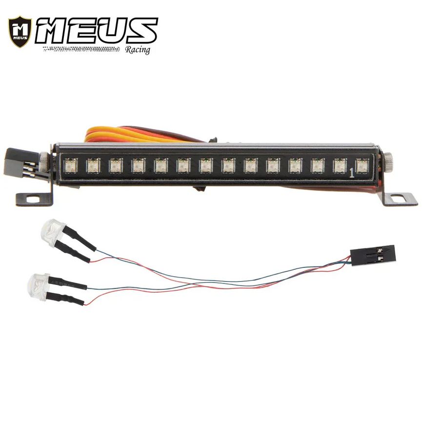 Meus Racing 56MM Metal Roof Lights 8MM Headlights Set 14 LEDS HD0001-SCX24-14LED