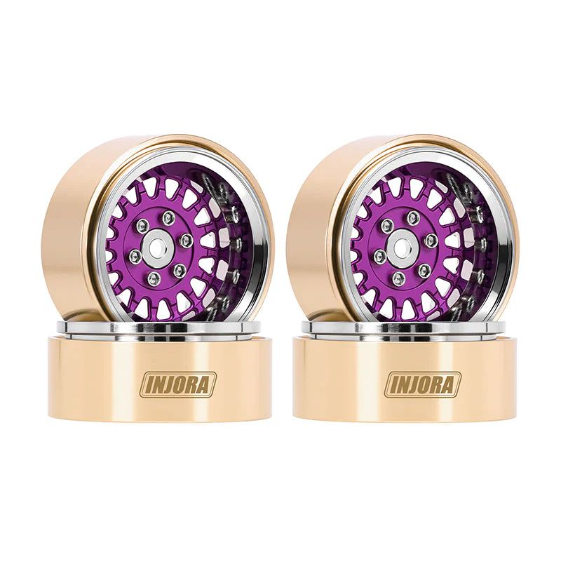 INJORA 1.3&quot; ModuWheel Brass &amp; Aluminum Wheels (Purple) YQW-MW1316PU
