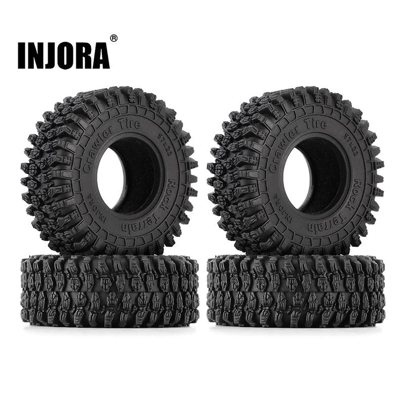 INJORA 1.0&quot; 57*22mm Rock Crawling Tires for 1/18 1/24 RC Crawlers (4) (T1016) YQT-1016
