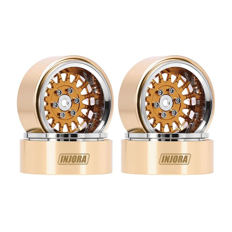 INJORA 1.3&quot; ModuWheel Brass &amp; Aluminum Wheels (Gold) YQW-MW1316GD
