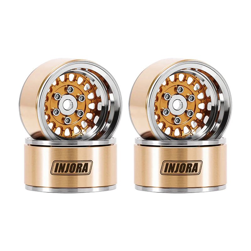 INJORA 1.0&quot; ModuWheel Brass &amp; Aluminum Wheels (Gold) YQW-MW1016GD