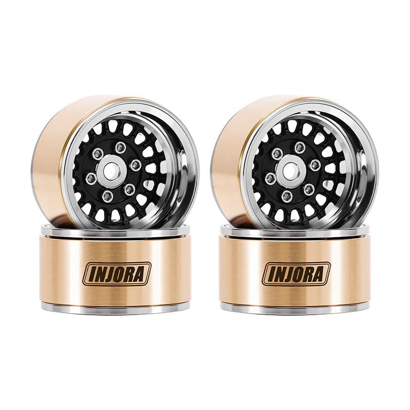 INJORA 1.0&quot; ModuWheel Brass &amp; Aluminum Wheels (Black) YQW-MW1016BK