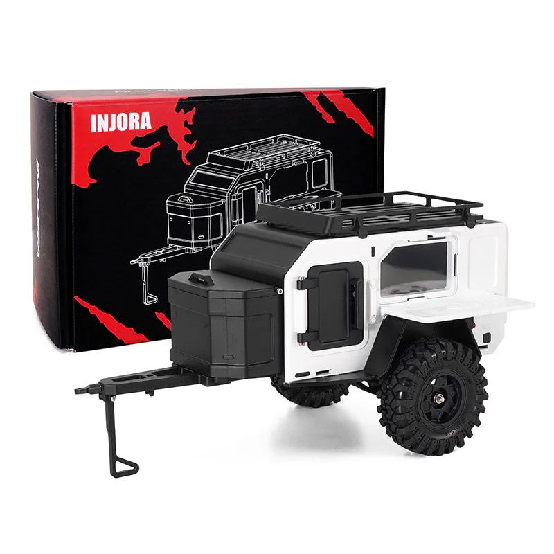 INJORA Off-Road Camping Trailer for 1/18 1/24 RC Crawlers (White) DG-TC10WH