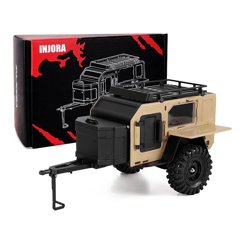 INJORA Off-Road Camping Trailer for 1/18 1/24 RC Crawlers (Sandy Taupe) DG-TC10YE
