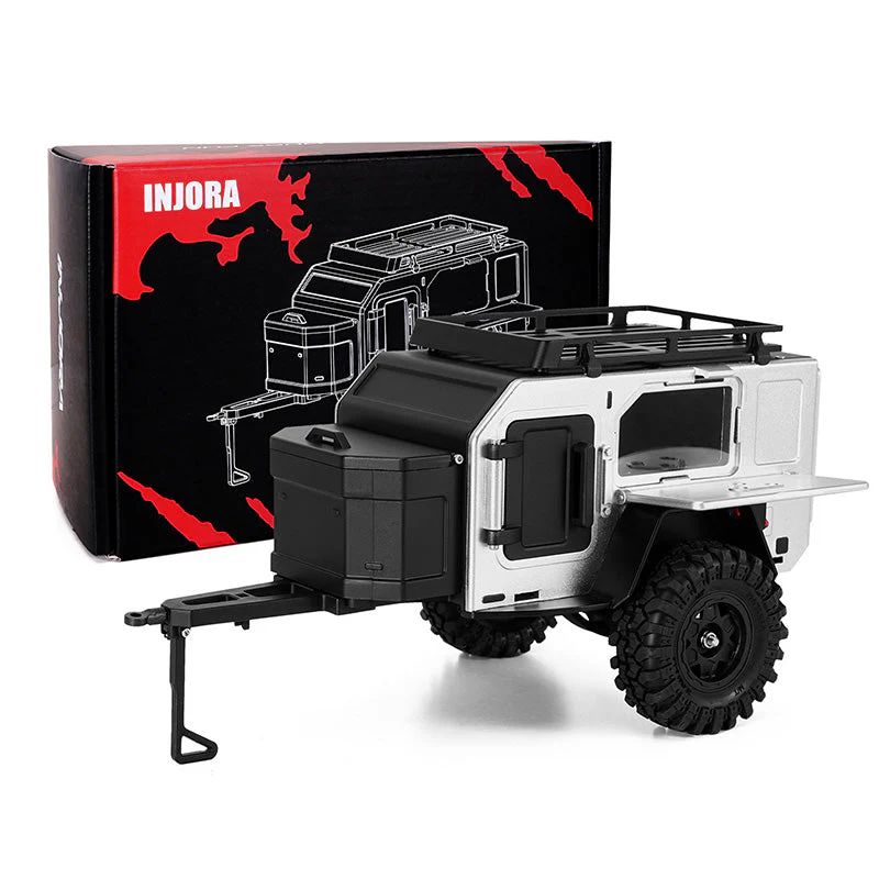 INJORA Off-Road Camping Trailer for 1/18 1/24 RC Crawlers (Silver) DG-TC10SR