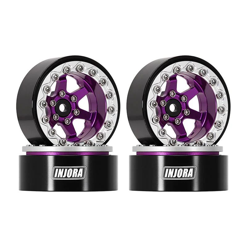 INJORA 1.3&quot; -5.25mm Offset Aluminium Beadlock Wheels (Purple) YQW-1313SP