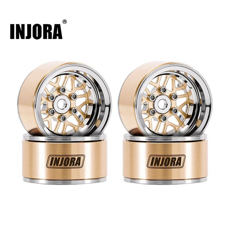 INJORA 1.0&quot; ModuWheel Brass &amp; Aluminum Beadlock Wheels YQW-MW1014SR