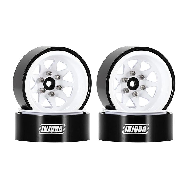 INJORA 1.3&quot; Stamped Steel Wheels -4.05mm Offset (White) YQW-1312WH
