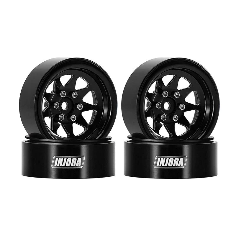 INJORA 1.3&quot; Stamped Steel Wheels -4.05mm Offset (Black) YQW-1312BK