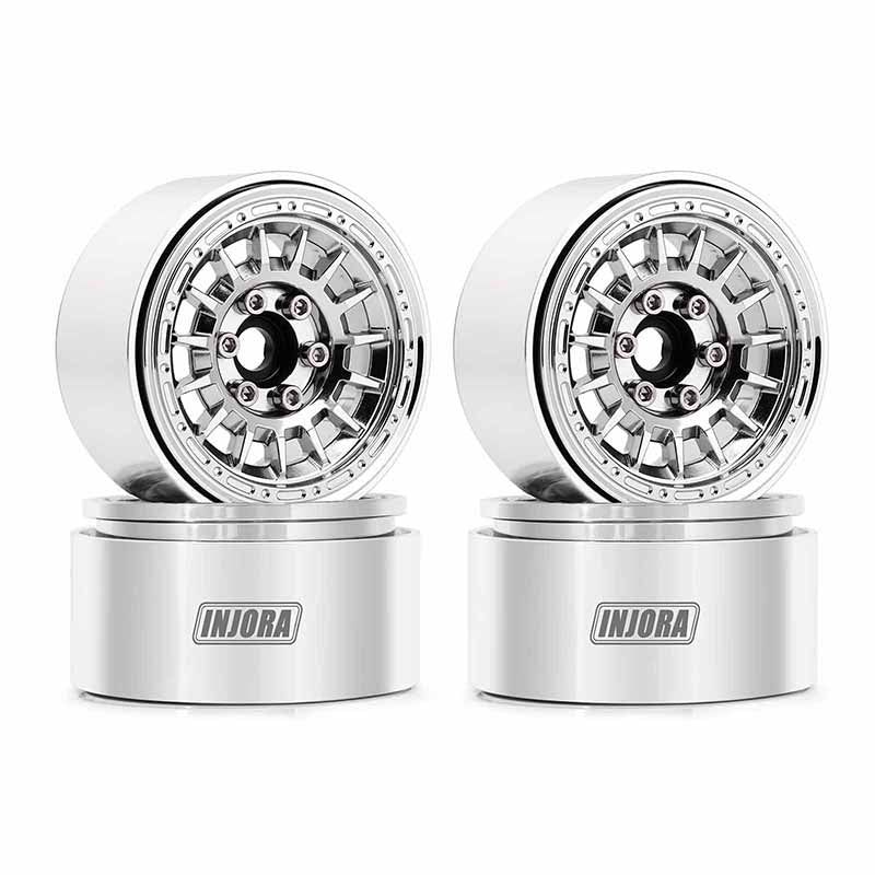 INJORA 1.9" CNC Beadlock Aluminum Multi-spoke Wheels (Chrome) DGW-1902CH