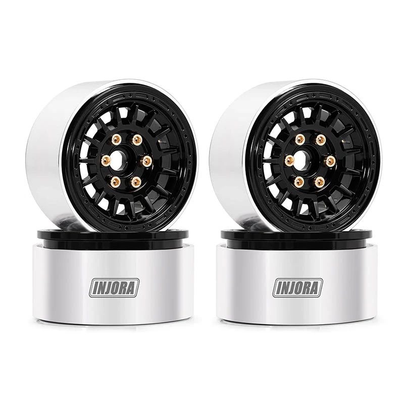 INJORA 1.9" CNC Beadlock Aluminum Multi-spoke Wheels (Black) DGW-1902BK
