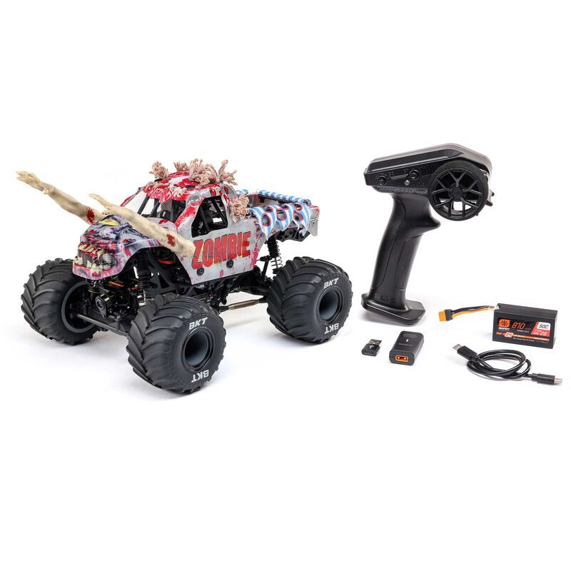 Losi 1/18 Mini LMT Zombie 2S 4X4 RTR Brushed Monster Truck (Battery &amp; Charger Included), Red LOS01026T4