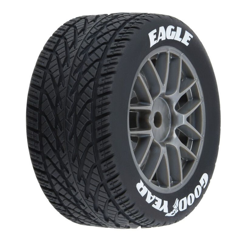 Pro-Line Racing 1/12 Goodyear Eagle Wet Tire F/R MTD Gray Wheels (4): Losi NASCAR PRO1028310