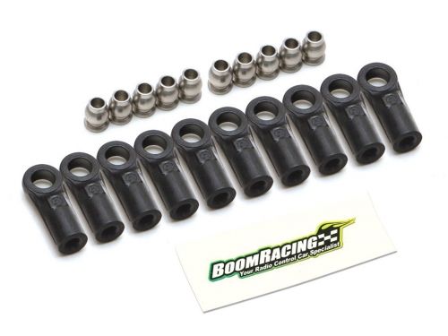 Boom Racing KUDU™ Heavy Duty Rust-Resistant M3 Nylon Rod Ends 18.5mm (Straight) w/ SST Pivot Ball (5.8x3x7.4mm) (10) BRW750315A