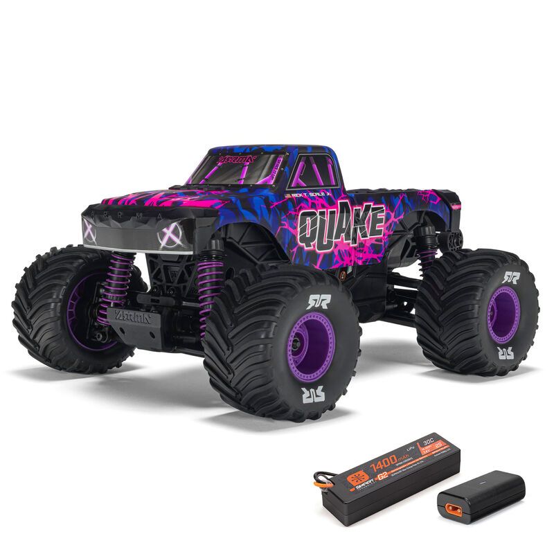 ARRMA 1/16 QUAKE GROM 4X4 RTR Brushed Monster Truck (Battery &amp; Charger Included), Purple ARA2137T3