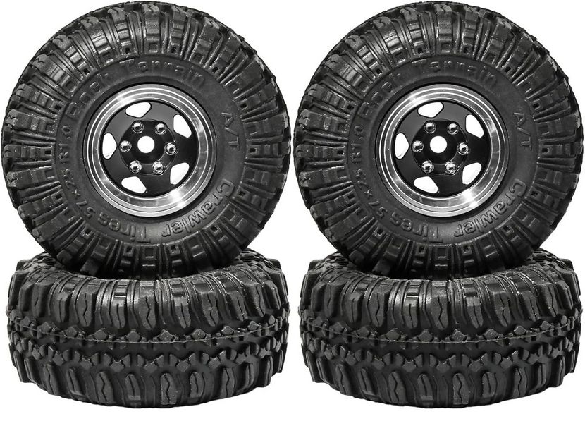Powerhobby 1.0&quot; Mounted Tires / Wheels (4) 1/24 Rock Crawler PHB7390