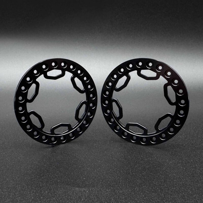 Reefs RC 1/10 SHIELD 1.9&quot; Beadlock Rings, Black (2) REEFS257