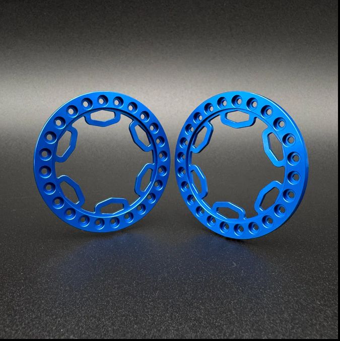 Reefs RC 1/10 SHIELD 1.9&quot; Beadlock Rings, Blue (2) REEFS274