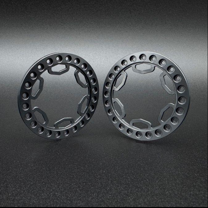 Reefs RC 1/10 SHIELD 1.9&quot; Beadlock Rings, Grey (2) REEFS275