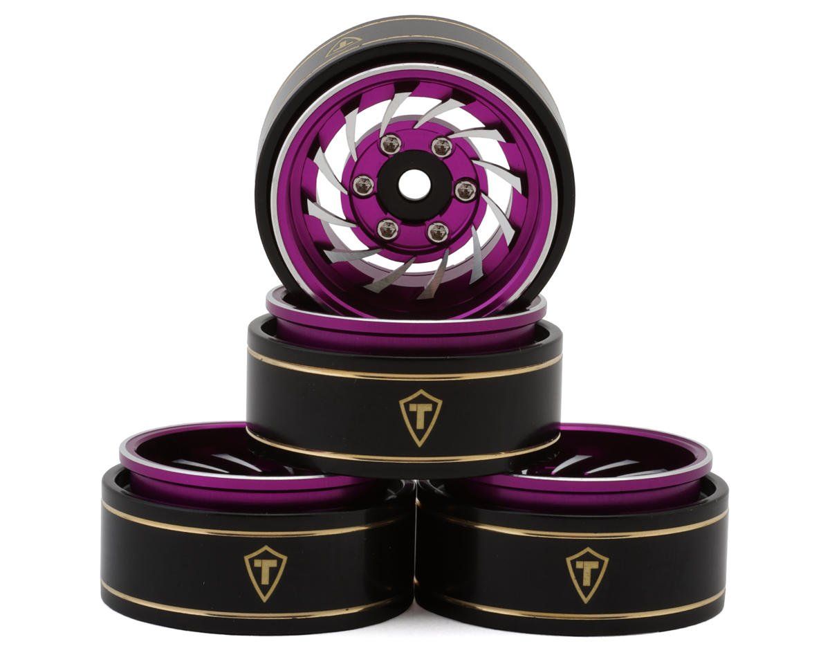 Treal Hobby Type L 1.0&quot; Aluminum Cyclone Beadlock Wheels (Pink) (4) (27.5g ea) TLHTSCX24-267