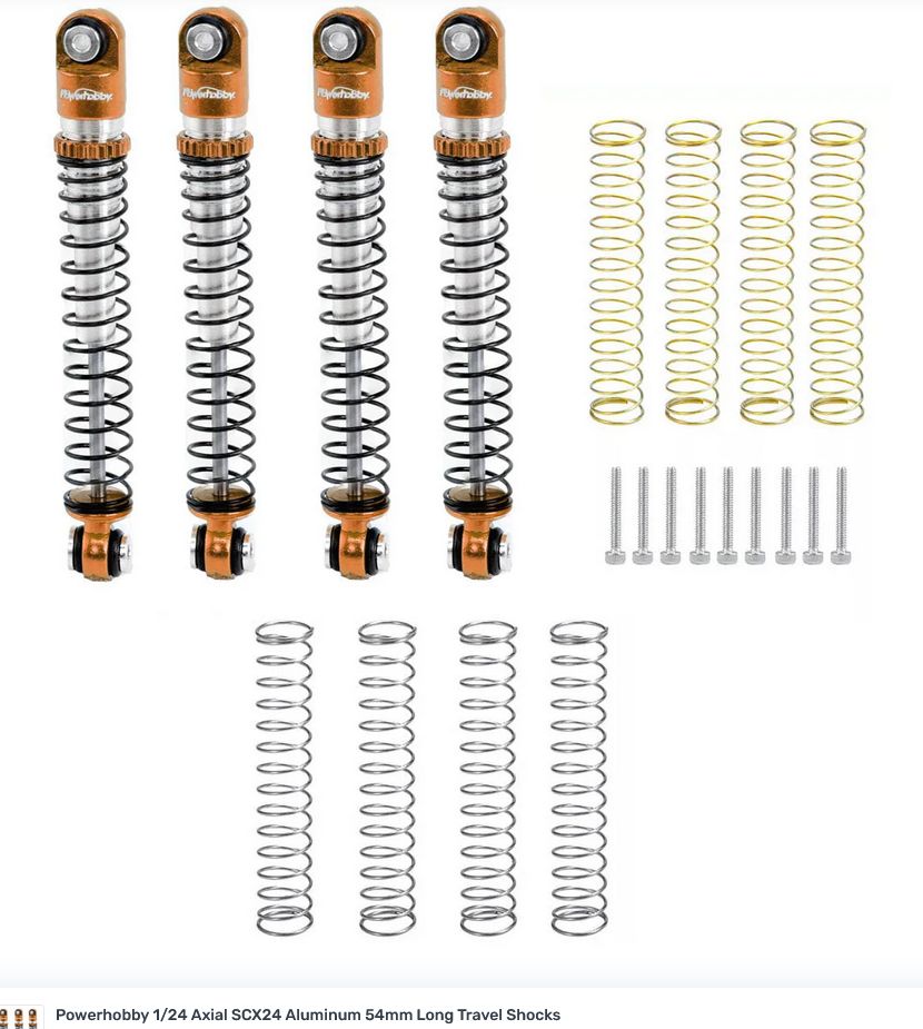 Powerhobby 1/24 Axial SCX24 Aluminum 54mm Long Travel Shocks Jeep Bronco Bronze PHBSCX24752Bronze