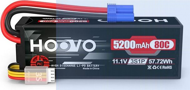 HOOVO 3S 11.1V Lipo Battery 5200mAh 80C Hard Case Battery with EC5 Connector